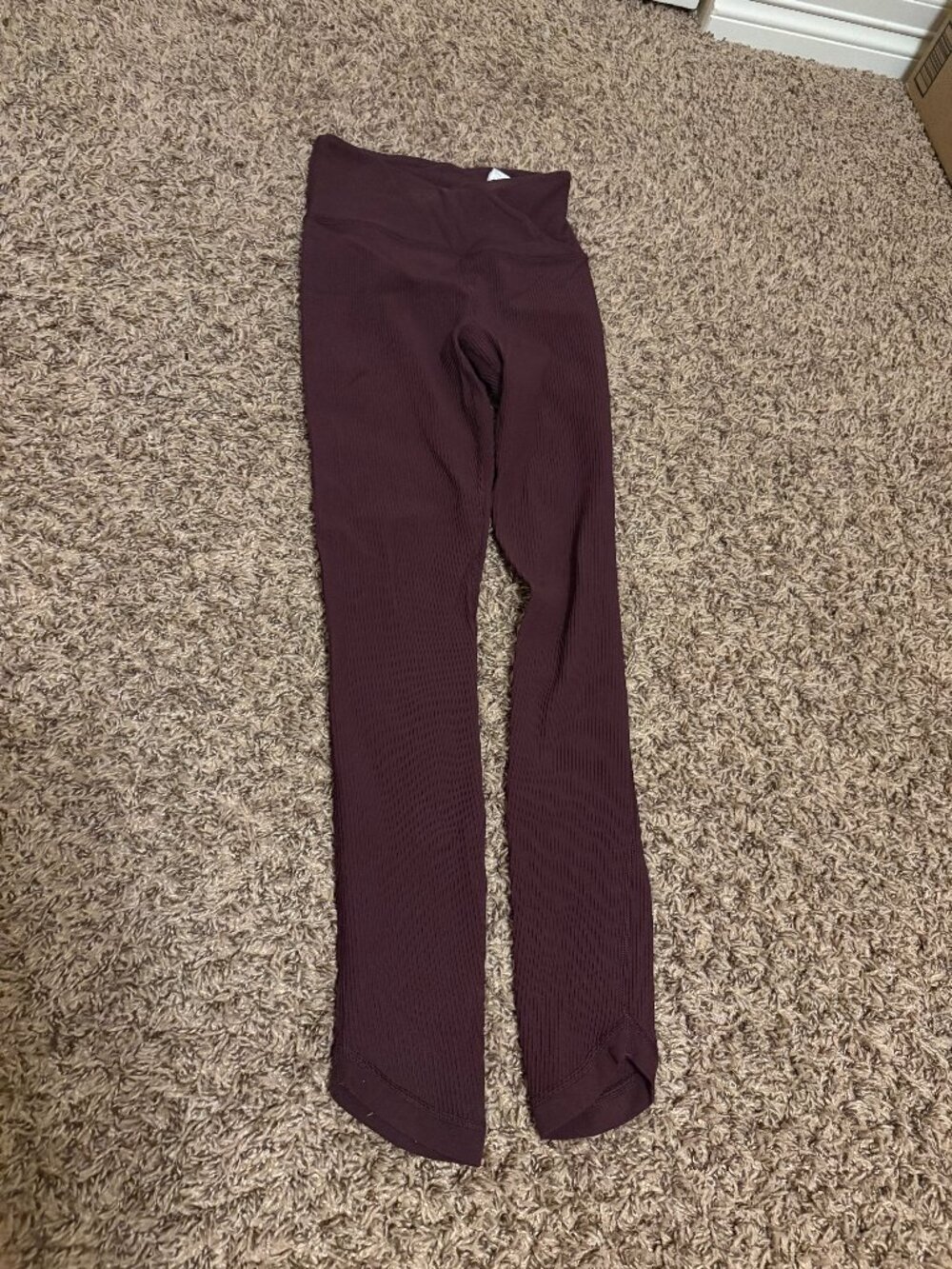 Athleta Elation Crossover Rib 7/8 Tight Maroon XXS Xtra Xtra Small Nylon Blend